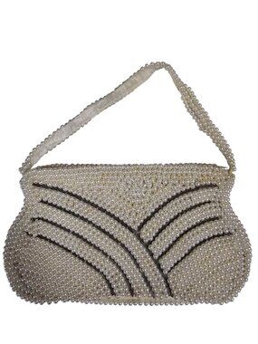 VTG 50s beaded faux pearl handbag . made in Japan